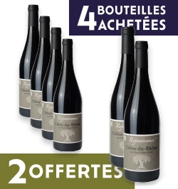 OFFRE SPÉCIALE Côtes du Rhône Rouge AOC "REJOUISSANCE" 4+2 Offertes