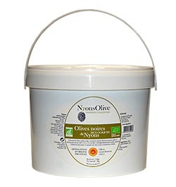Bucket-2 Kg natural-black olives from Nyons PDO- Organic