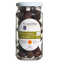 glassjar Black olives from NYONS AOP -Organic 210 gr