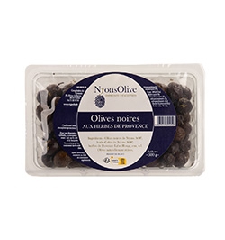 PLASTIC BOX BLACK OLIVES WITH PROVENCE HERBS - 500 G