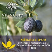 Médaille d'Or pour Vignolis au 40e Concours Professionnel des Olives Noires de Nyons AOP !